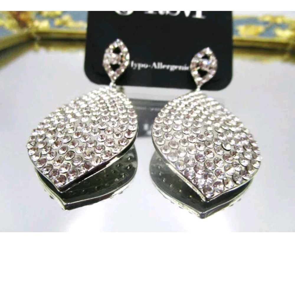 New silver crystal earrings